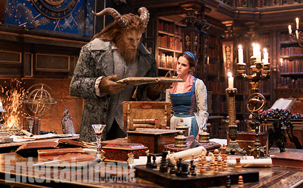 Beauty and the Beast (2017) The Beast (Dan Stevens) and Belle (Emma Watson) in the castle library